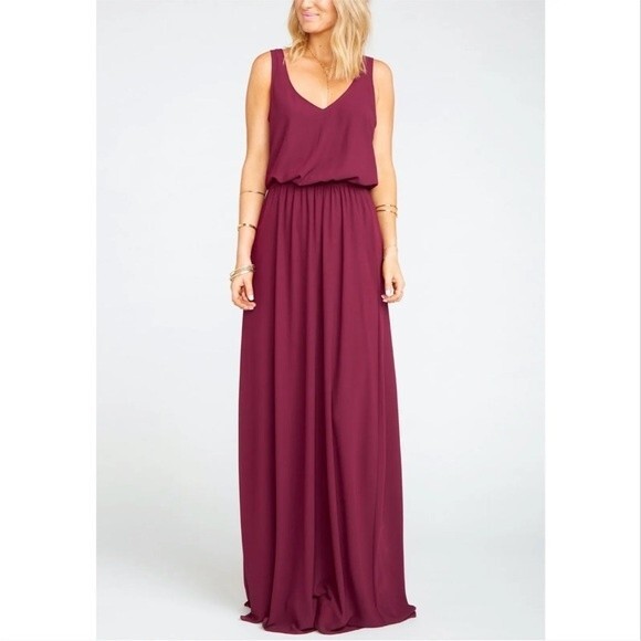 NWT Show Me Your Mumu Kendall Maxi Dress Merlot Chiffon Size Small - Picture 2 of 11
